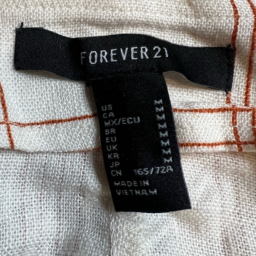 NWT Linen shorts white Red plaid pockets belt Women’s Size Medium Forever 21 - Picture 7 of 8